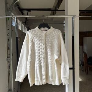 Extra Touch Cardigan Sweater Women 24W Ivory Knit Pleated Long Sleeve Button Up